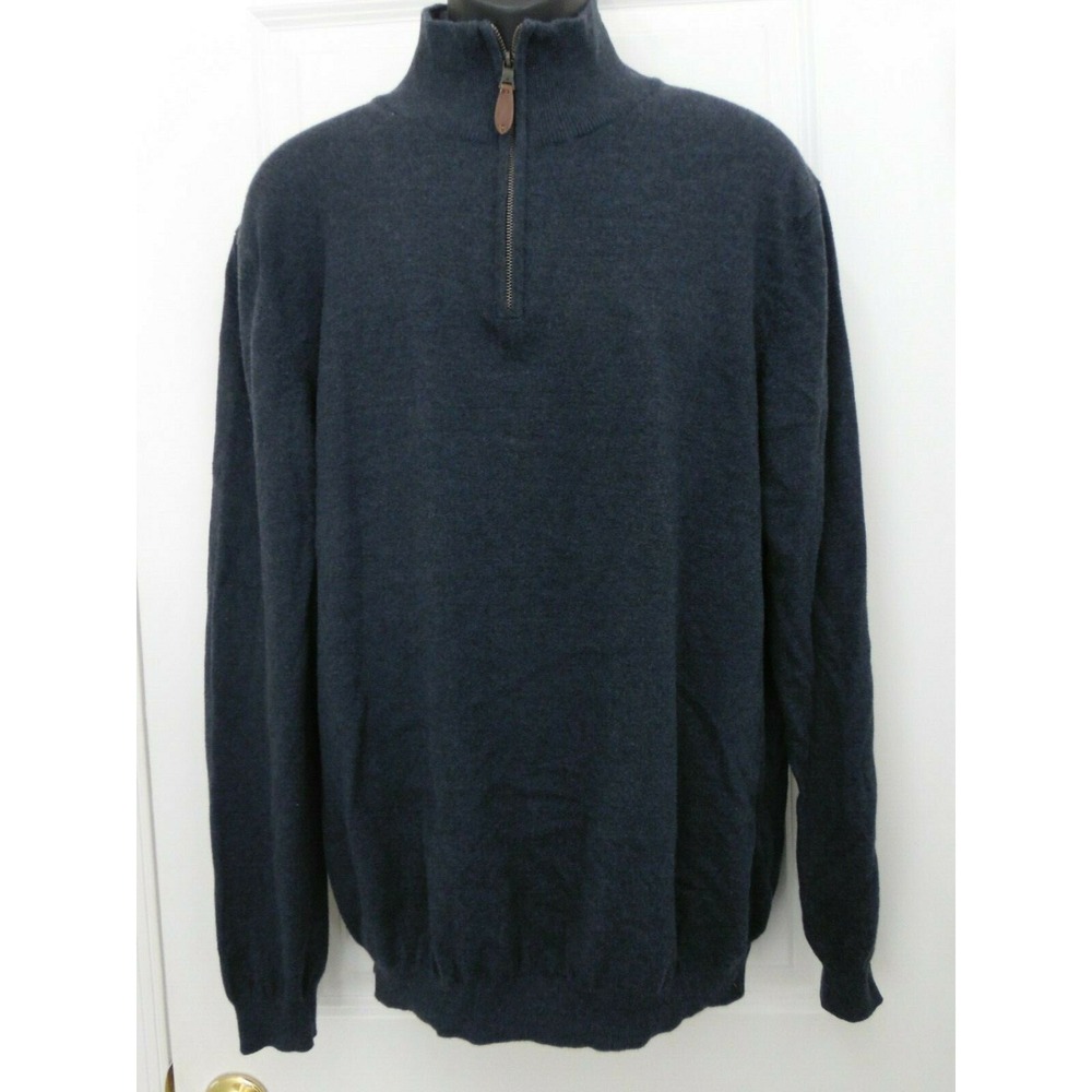 Celio Mens Blue Long Sleeve 1/4 Zip Mock Neck Lightweight Sweaters Size XXL